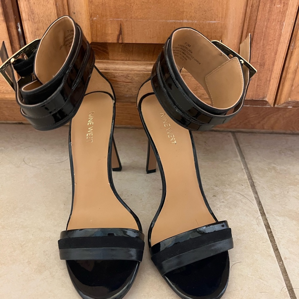 Nine West Black Strappy Heels